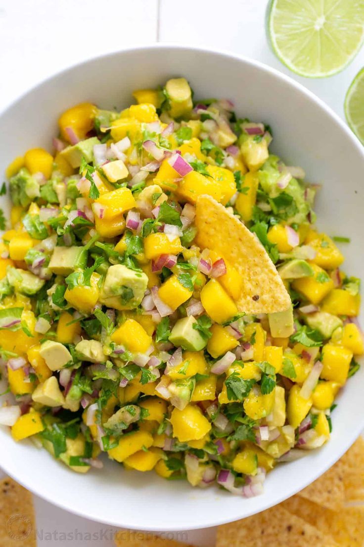 Avocado and Mango Salsa with Tortilla Chips