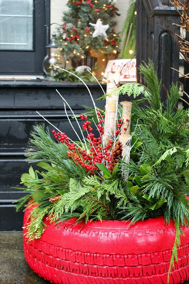 Festive Tire Planters