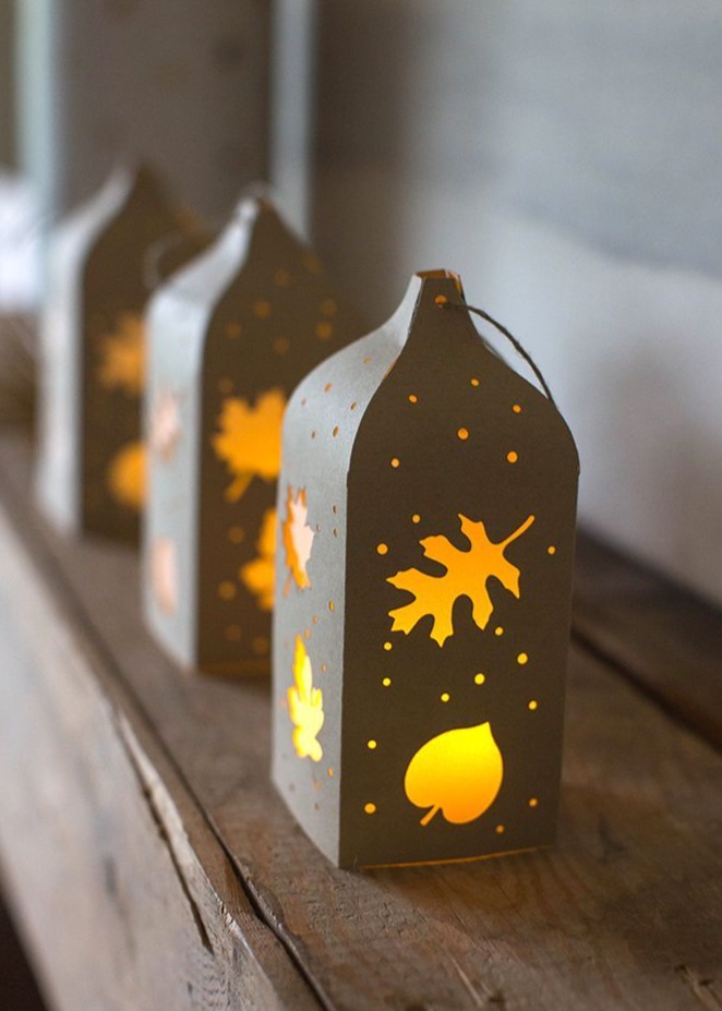 Paper Lanterns with Fall Cutouts