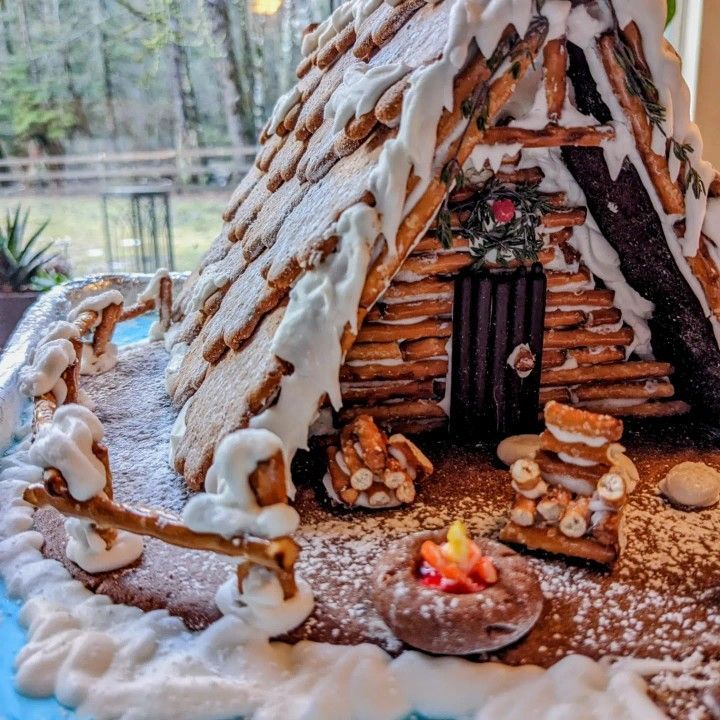 Rustic Log Cabin Gingerbread House