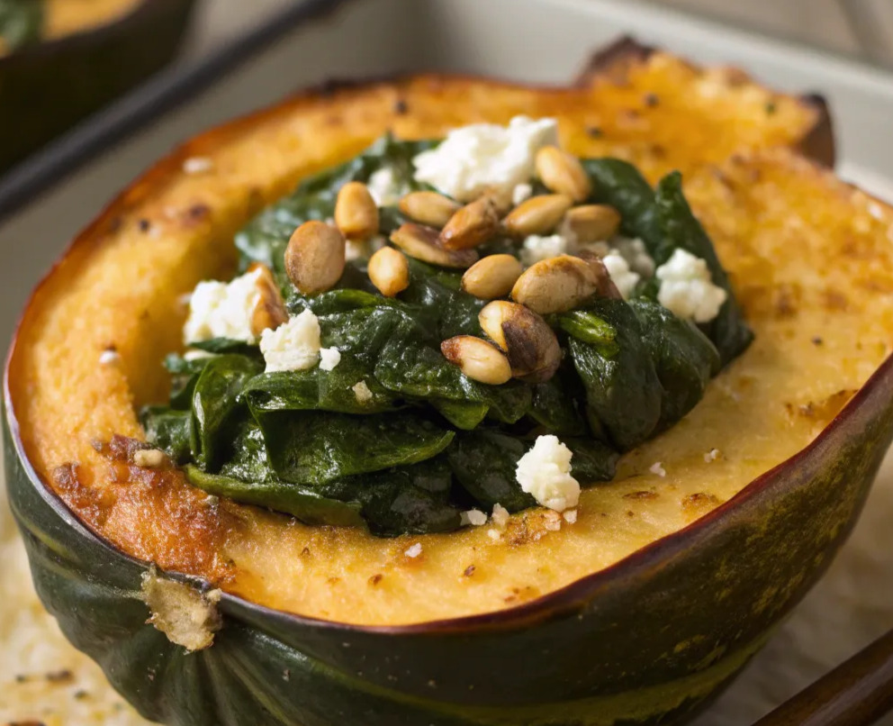 Spinach and Feta Stuffed Acorn Squash