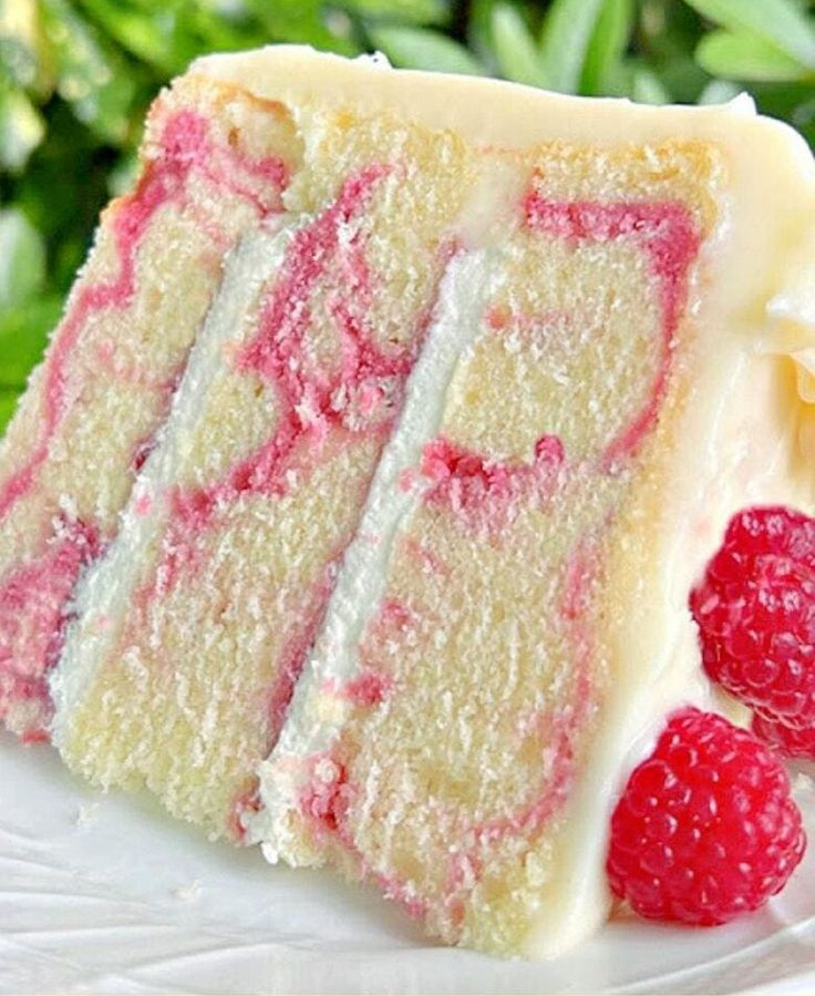 Vanilla Raspberry Swirl Cake