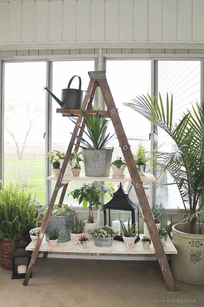 Vintage Ladder Plant Stand