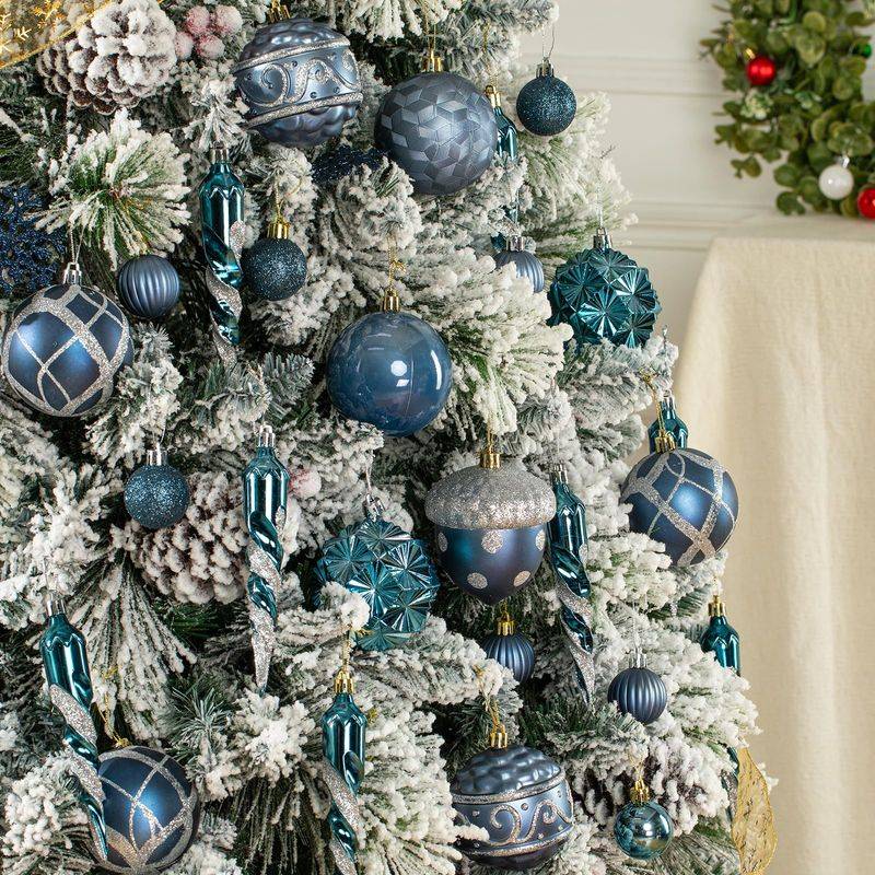 Blue and Silver Christmas Tree Ornaments