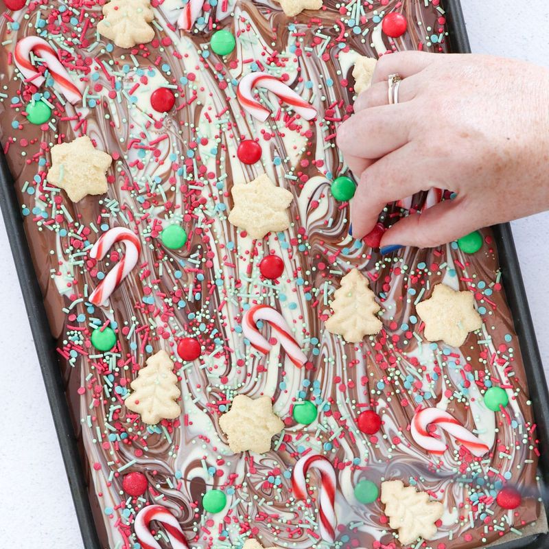 Chocolate Bark with Christmas Candy