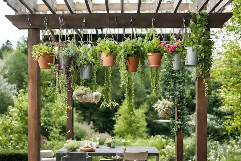 Hanging Planters and Pergola