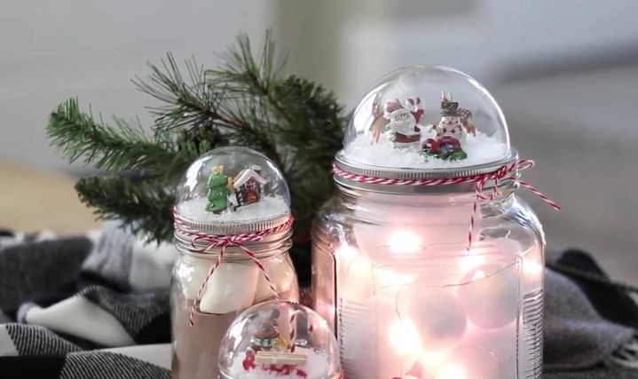 Mason Jar Lid Snow Globes