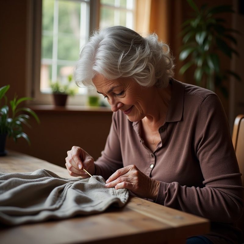 Mending Clothes by Hand