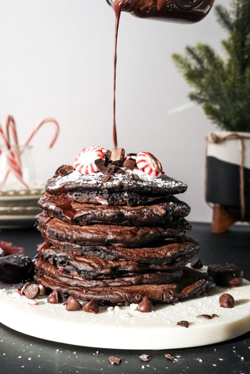 Peppermint Hot Chocolate Pancakes