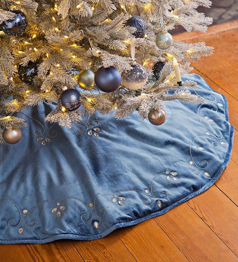 Silver and Blue Christmas Tree Skirt