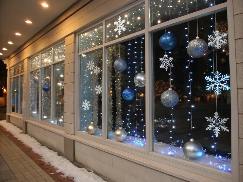 Silver and Blue Window Display