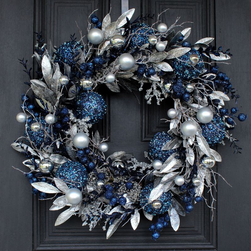 Silver and Blue Wreath