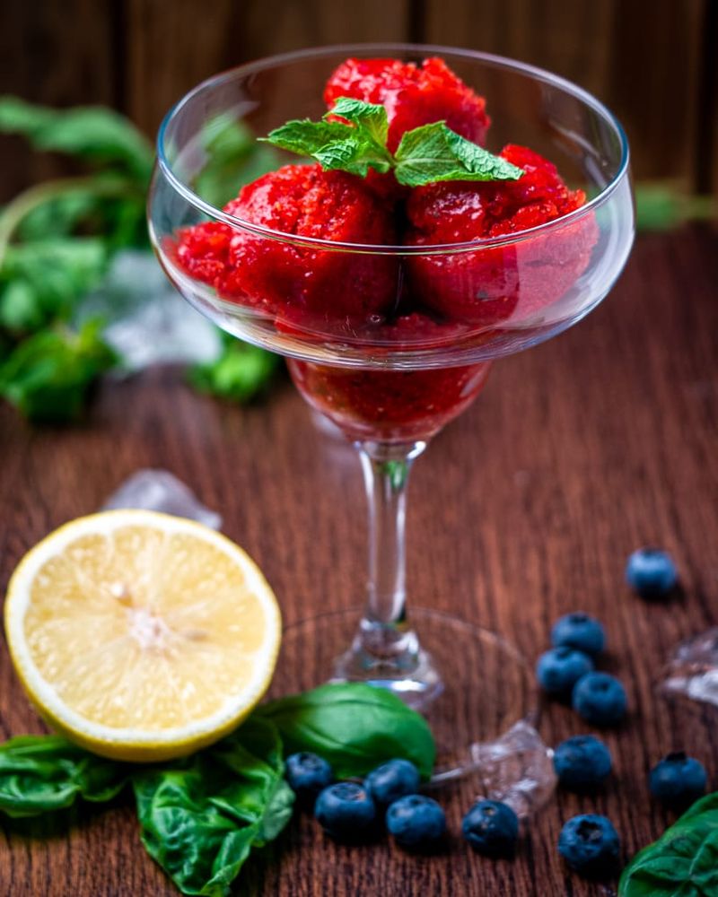 Strawberry Basil Sorbet