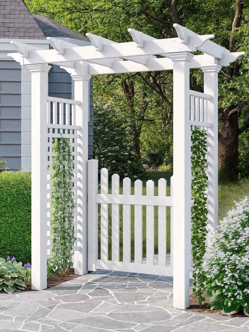 White Vinyl Arbor with Lattice Sides