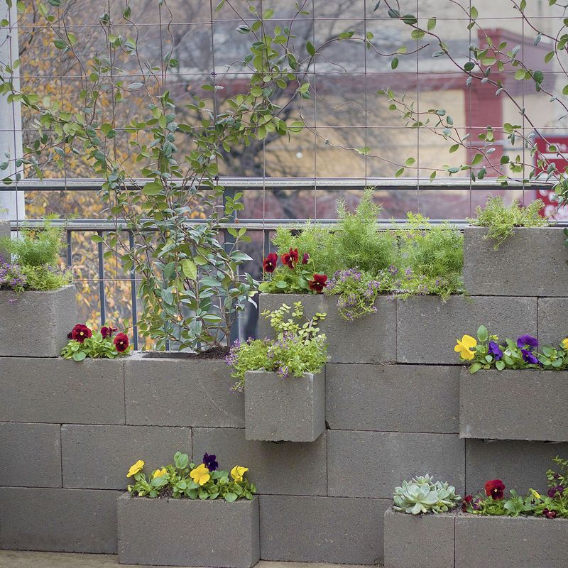 Concrete Block Planter Wall