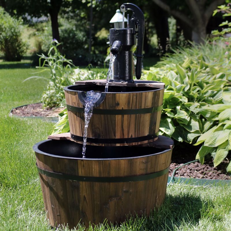 Rustic Wooden Barrel Fountain