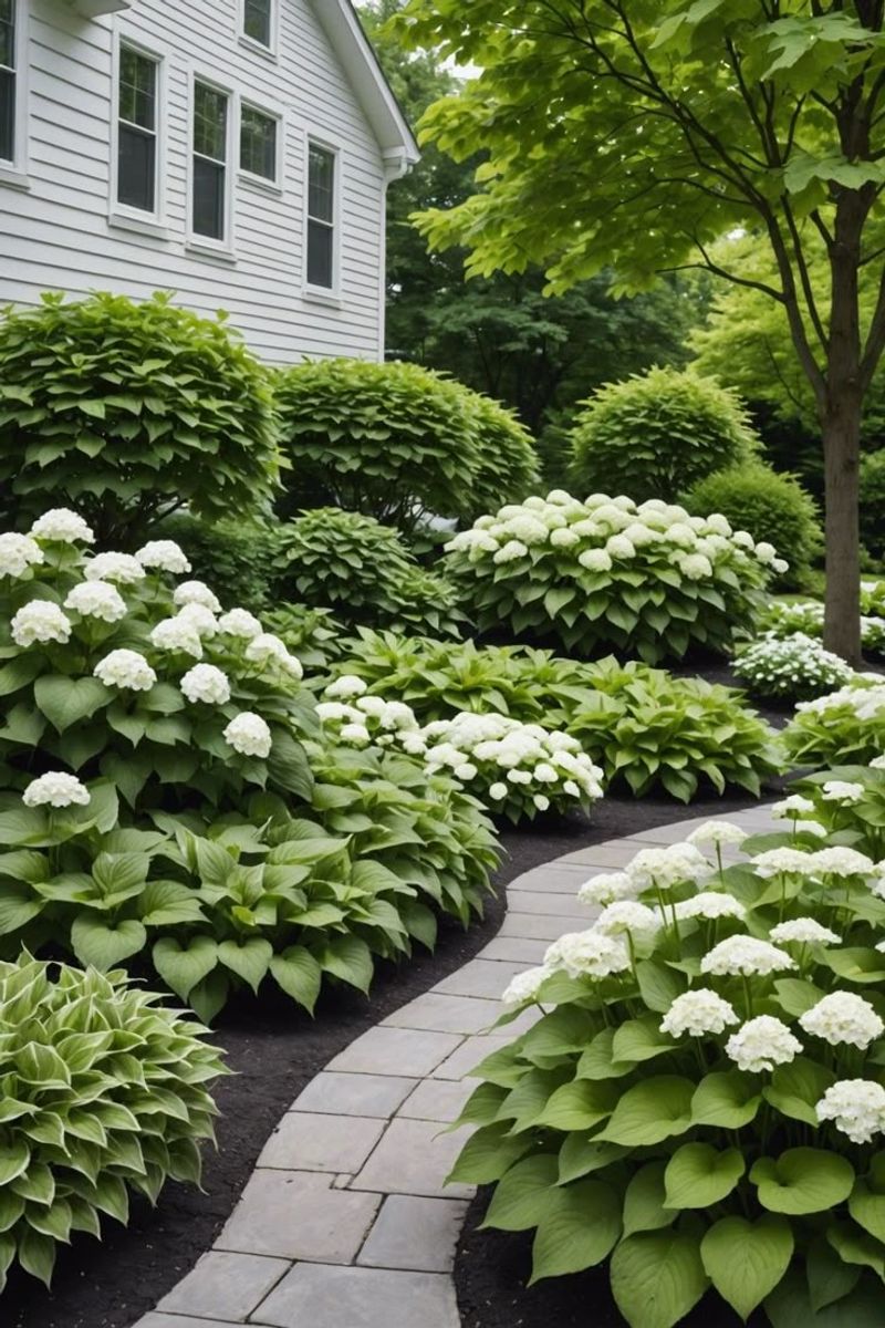 Hydrangeas and Hostas