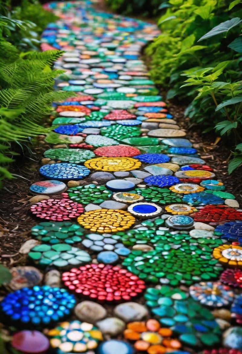 Colorful Bottle Cap Pathway