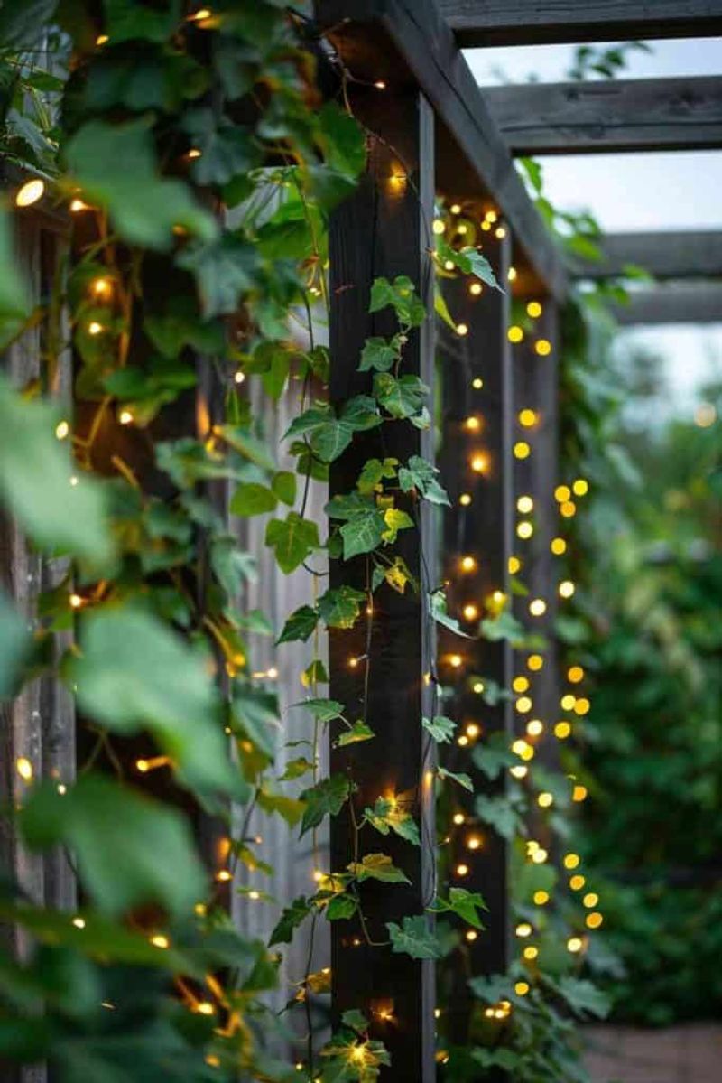 Wooden Trellis with Fairy Lights