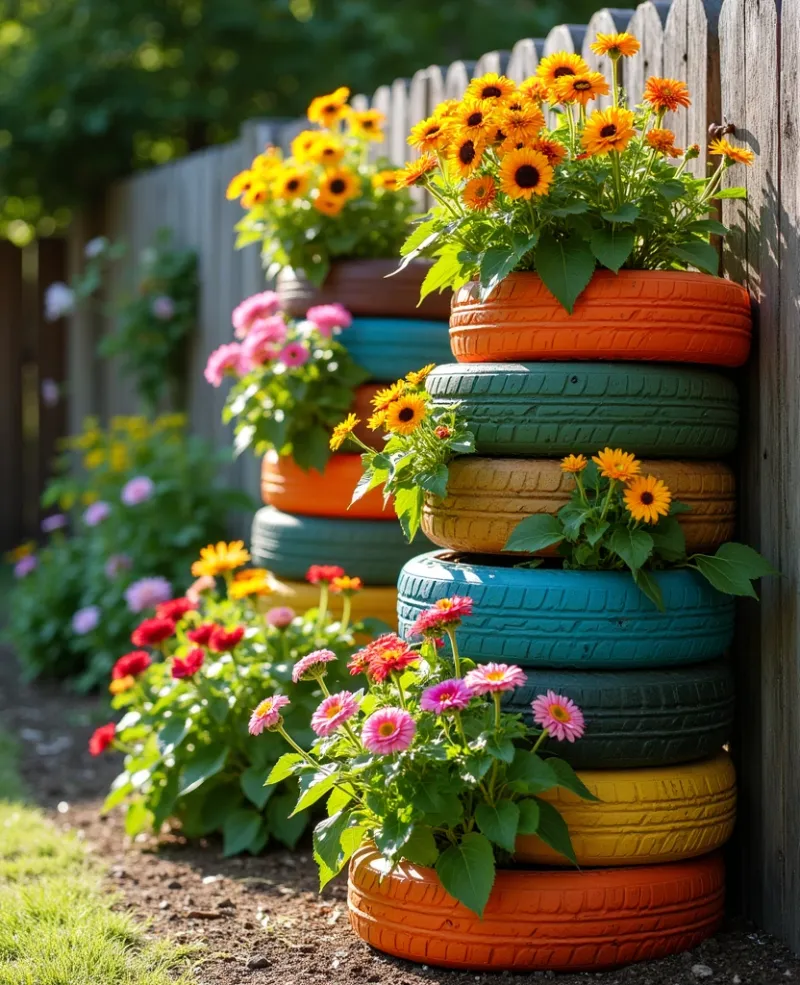 Vertical Tire Garden