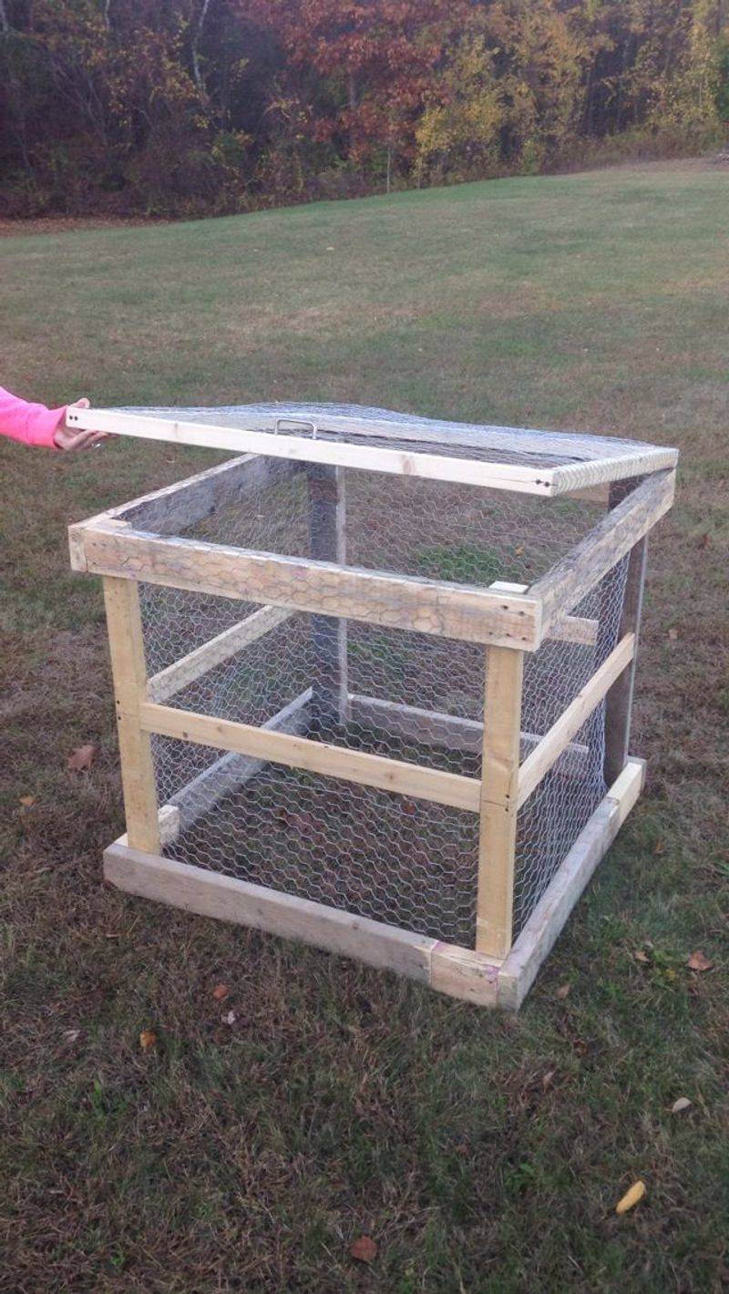 Wood and Chicken Wire Bin