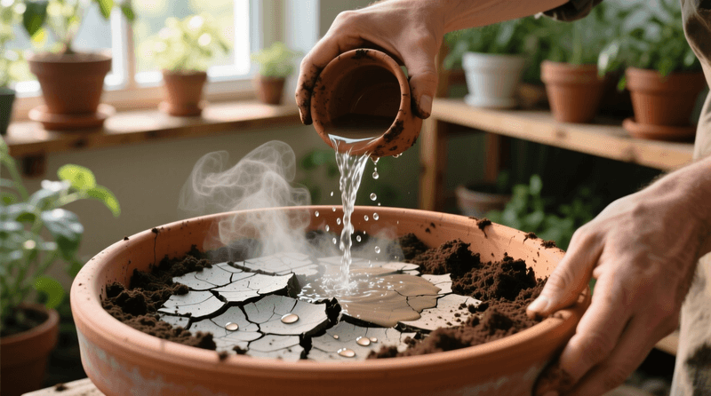A shrunken mix can stay dry even after watering