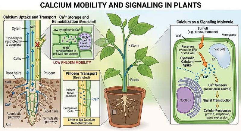 Calcium reaches fruit through a working root-and-water system