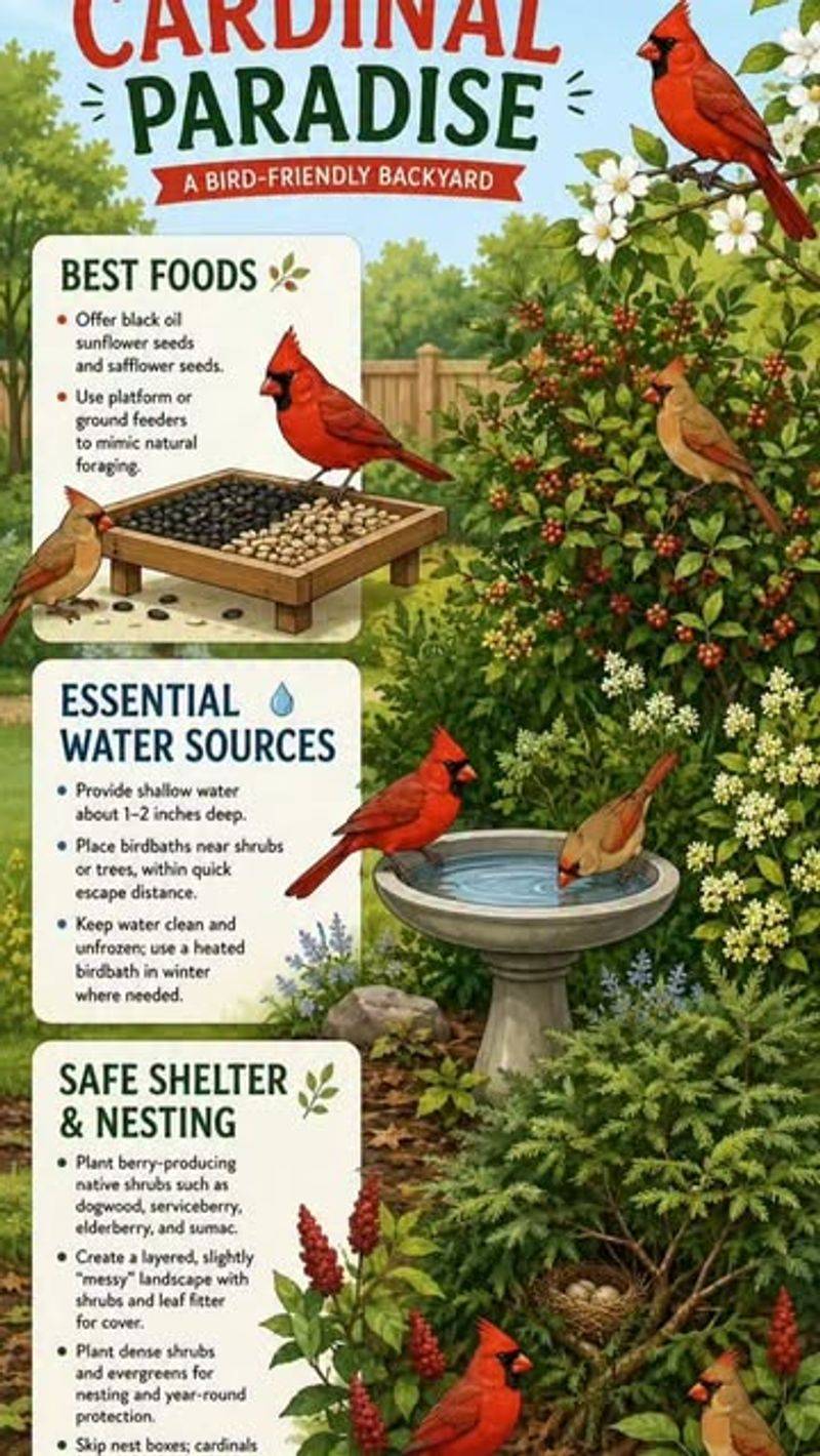 Several ordinary features can keep a cardinal nearby