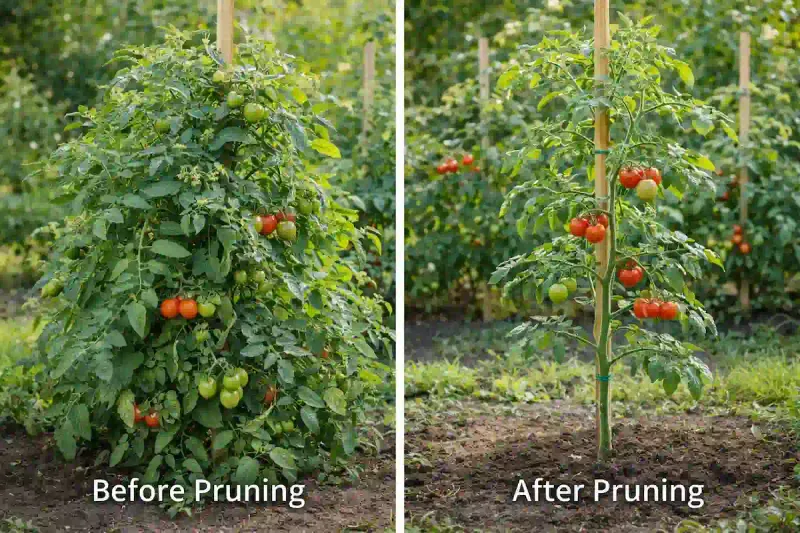 Prune selectively and reassess the plant