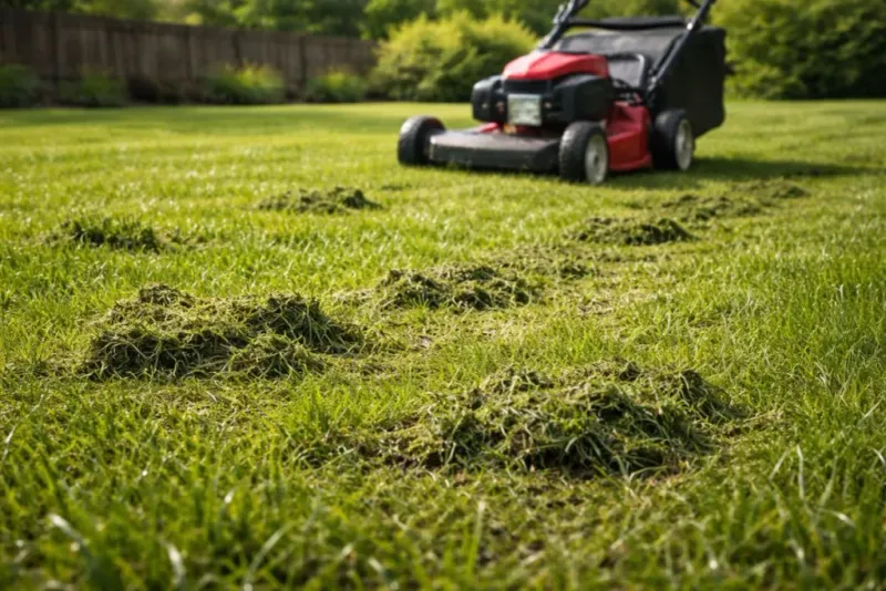 Premature mowing leaves clumps, ruts, and ragged cuts