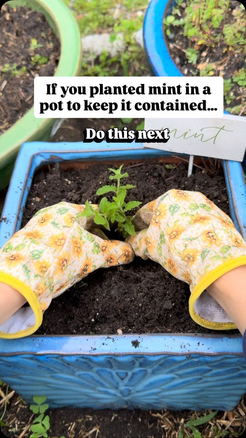 A container gives spearmint the control Texas porches need