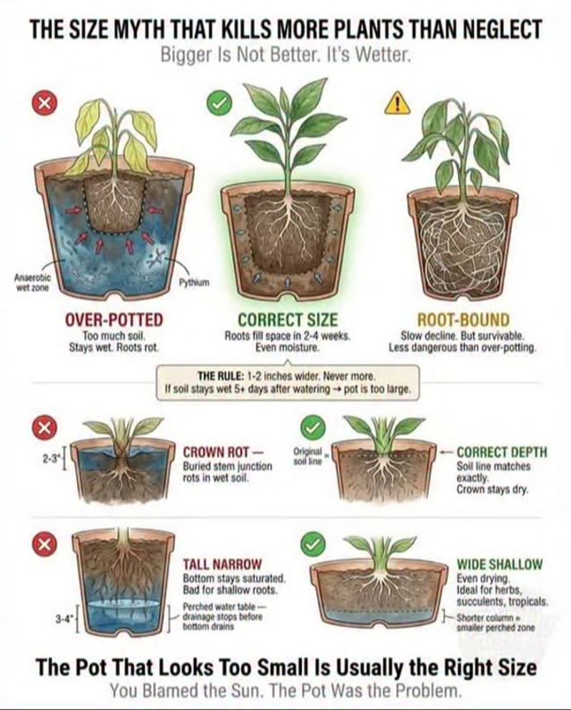 An Oversized Pot Can Create a Moisture Problem