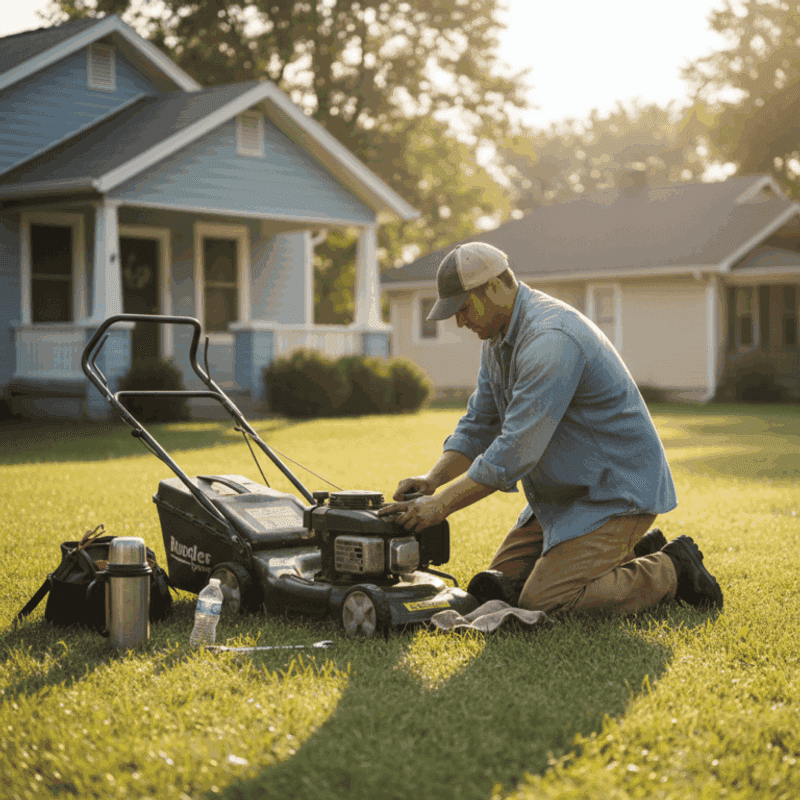 Avoid peak heat and protect the person mowing