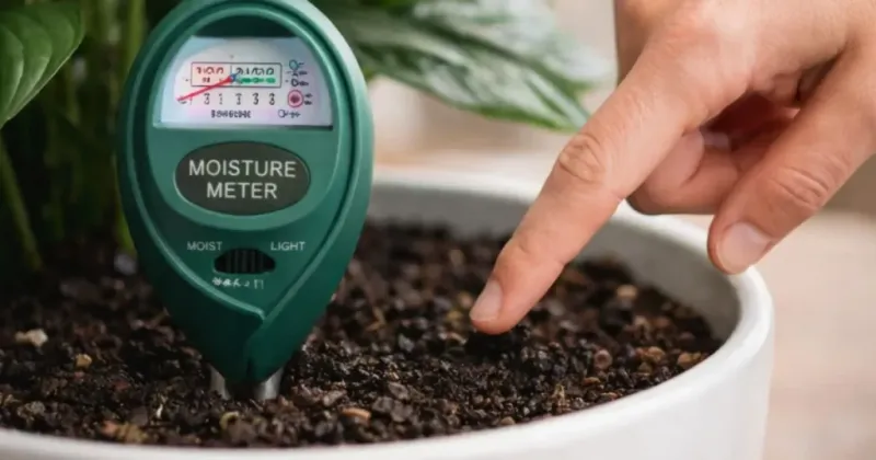 Check the potting mix instead of following a calendar