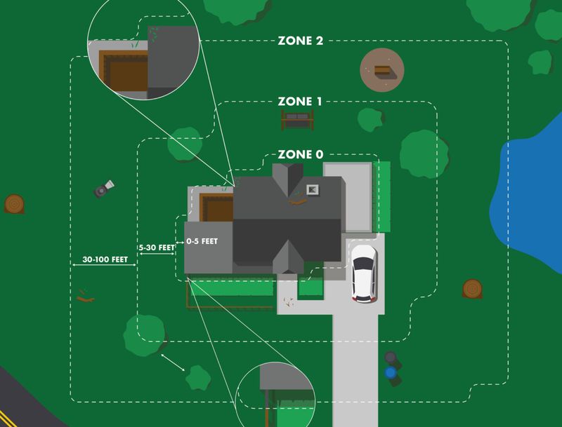 Clear the five-foot zone beyond the visible bark layer