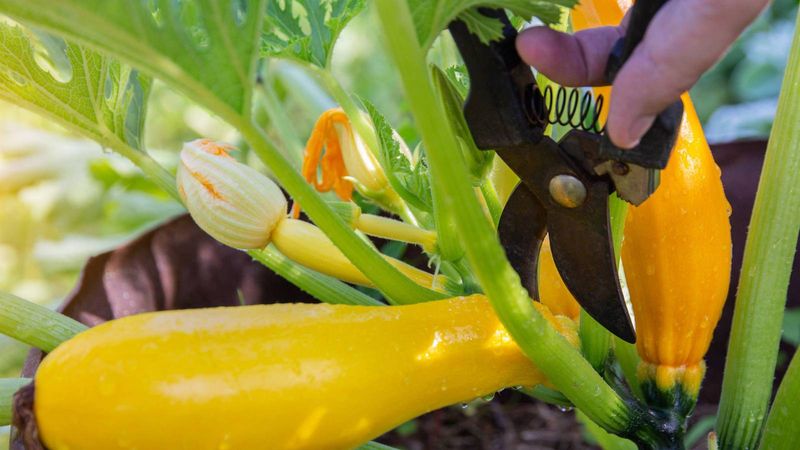 Cut ready zucchini without damaging the plant Cut ready zucchini without damaging the plant