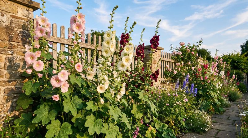 Give Hollyhocks Full Sun for Their Tallest Spikes
