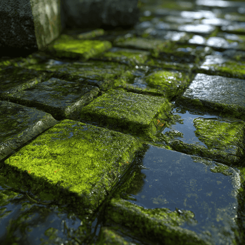 Green growth points to damp, slow-drying conditions—not humidity alone