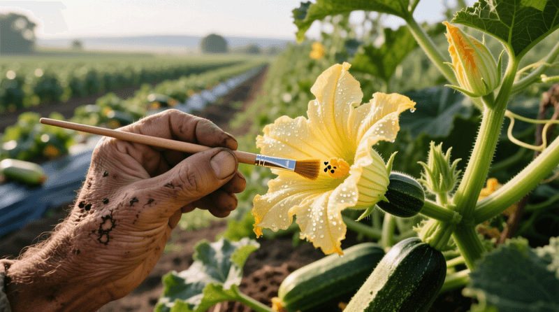 Hand-pollinate a newly opened female flower