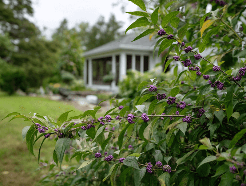 Place beautyberry on the yard side of a defined transition Place beautyberry on the yard side of a defined transition