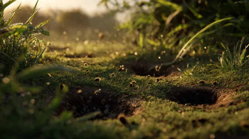 Some lawn openings come from insects or other animals