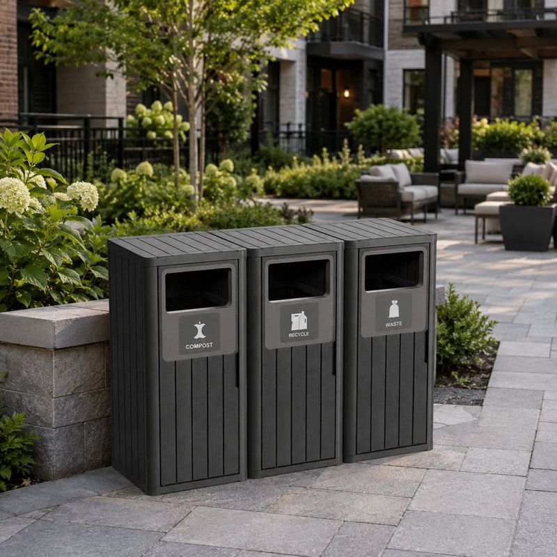Trash Cans, Recycling Bins, and Compost Buckets Near Doors