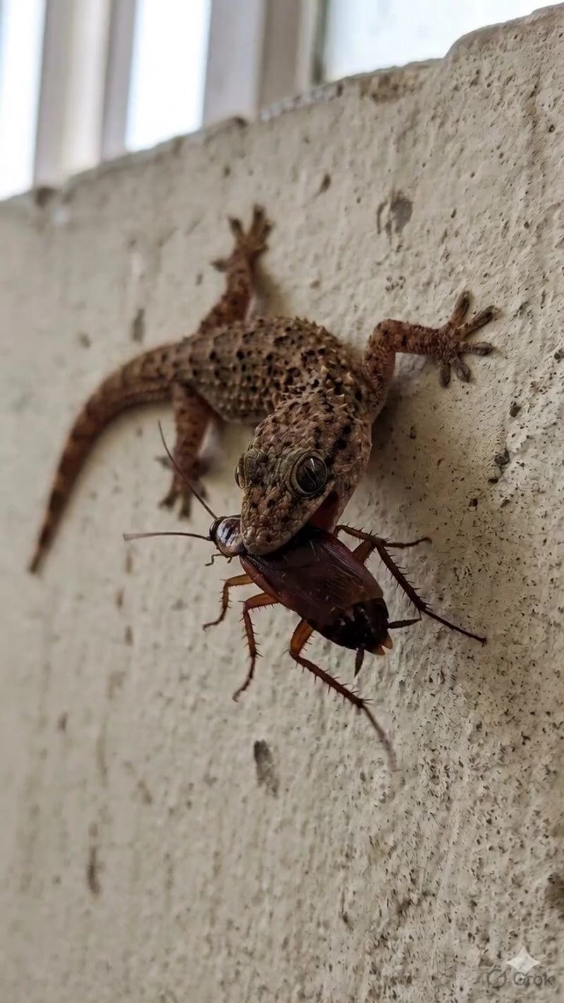 Treat geckos as incidental predators, not roach control