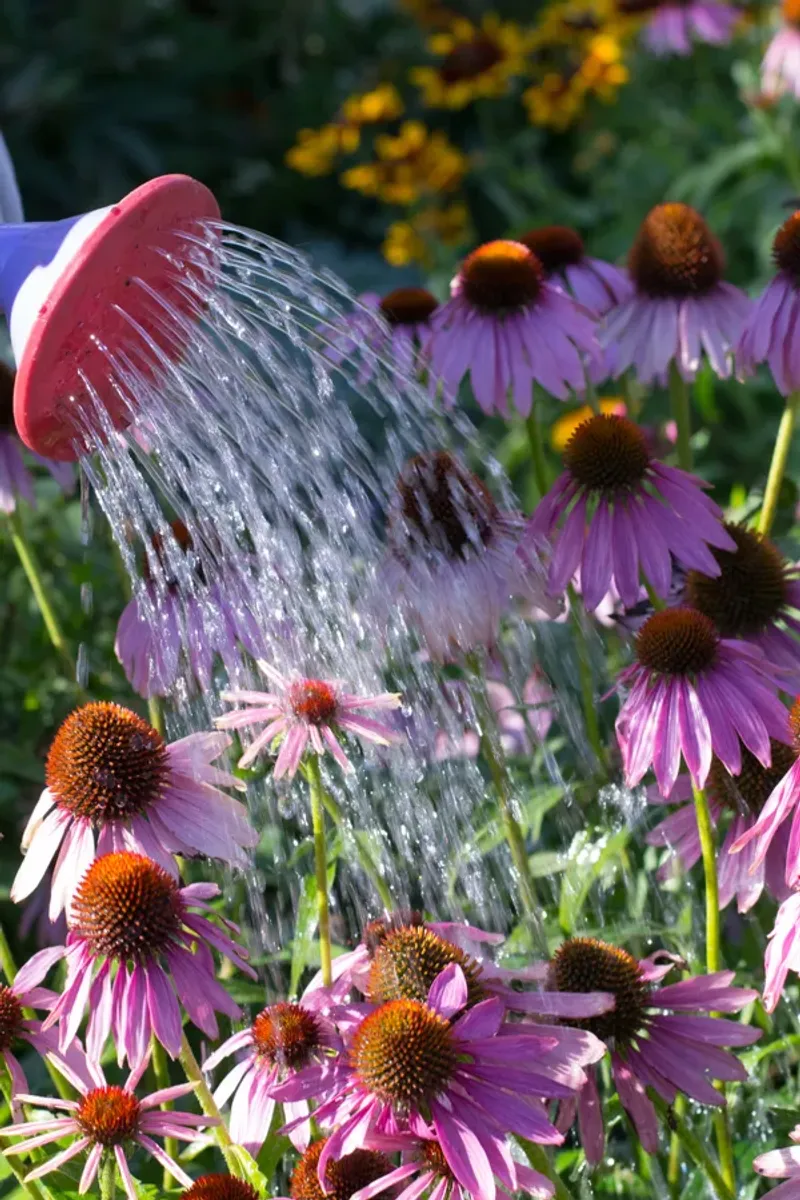 Water Dry Coneflowers Slowly and Deeply