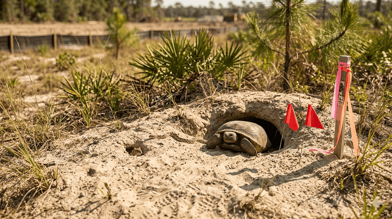 A Gopher Tortoise Burrow Nearby