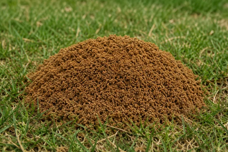 A likely fire-ant mound is a shape-and-traffic problem, not a size test
