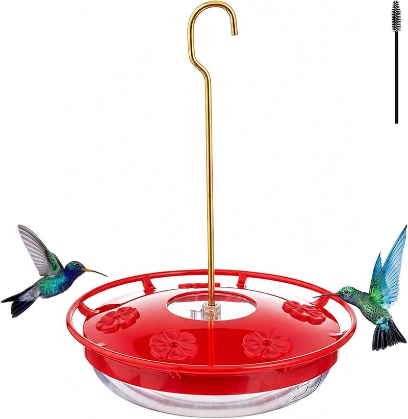 Choose a feeder that keeps nectar below the feeding ports Choose a feeder that keeps nectar below the feeding ports
