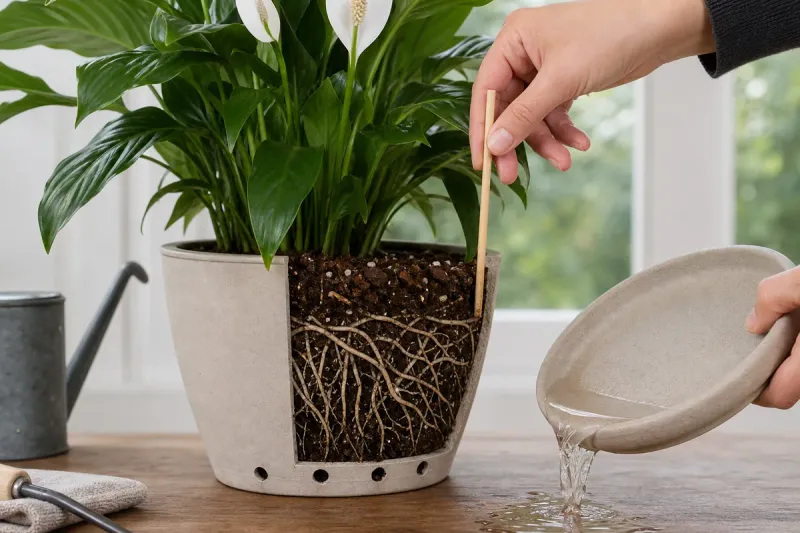 Confirm the roots are getting moisture—not staying soaked