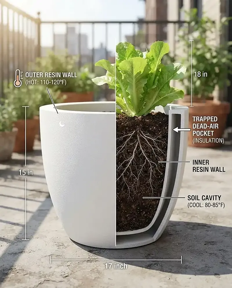 Cool the container and protect the root zone
