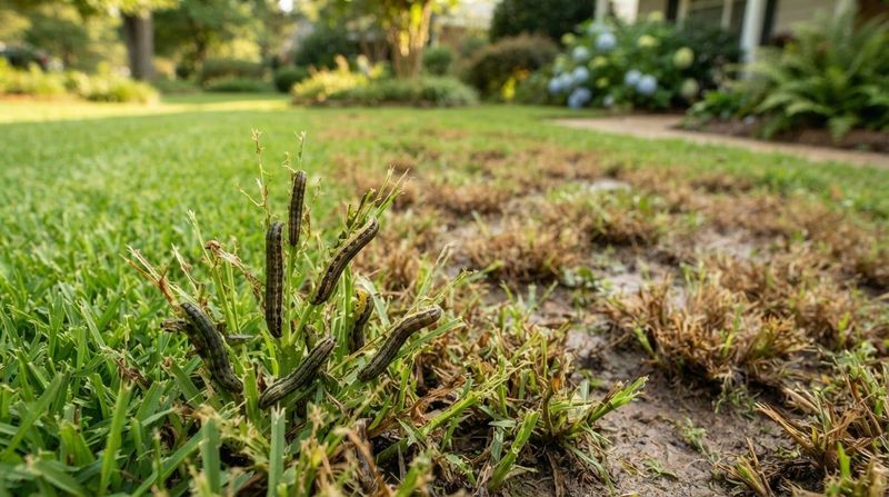 Look for webworms, urine, and chemical injury
